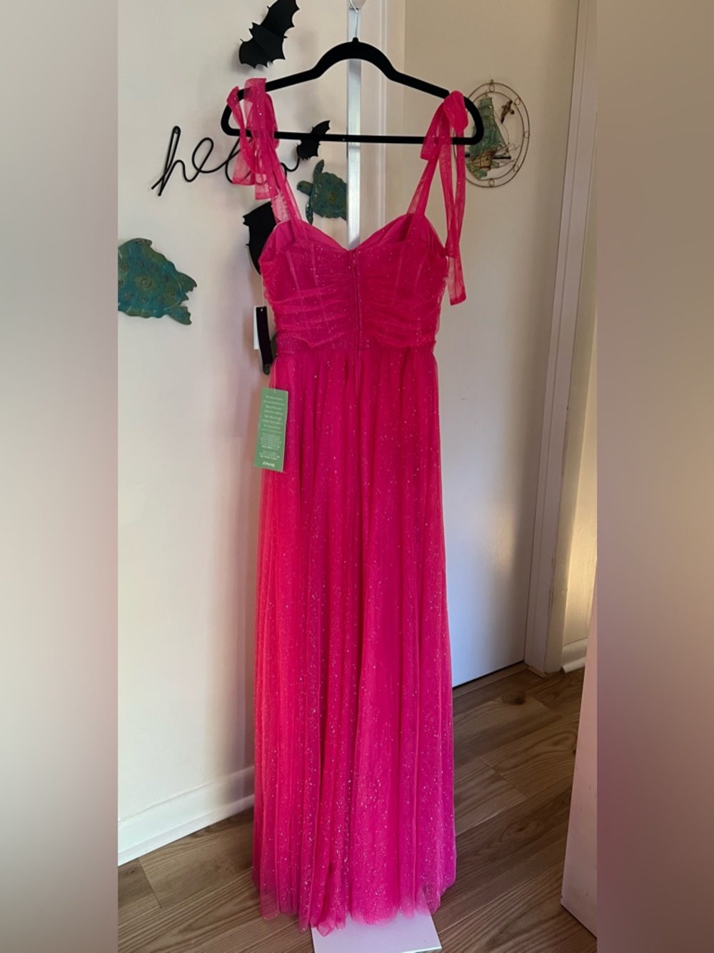 NEW City Triangle Hot Pink Shimmery Prom Wedding Party Formal Ball Gown Dress 9 - Picture 2 of 12
